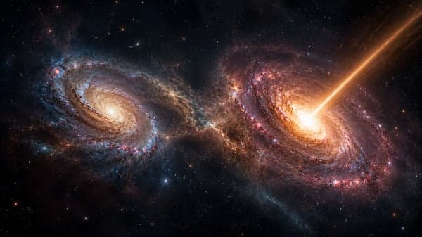 宇宙深处的双重异象 当星系展开“战争”(图)