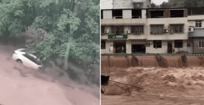 四川乐山暴雨 马边县成泽国 洪水漫过2楼