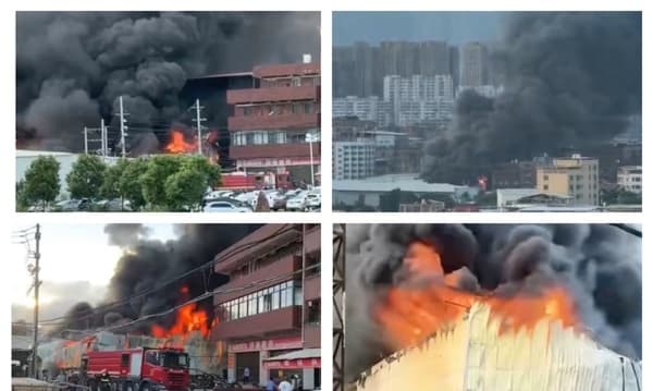 福建晋江一垃圾场发生火灾 火势凶猛