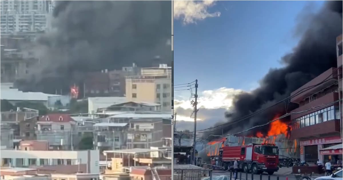 鞋厂火灾之后 福建晋江又起火了 浓烟滚滚(视频)