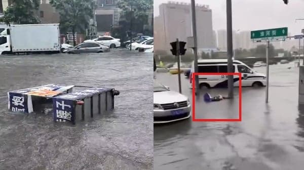 辽宁暴雨17万人急撤 沈阳全城居家办公 路人疑遭漏电倒地(图)