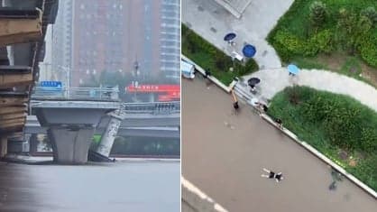沈阳遭遇百年一遇暴雨 灯塔被冲走有人遭电击身亡(图)